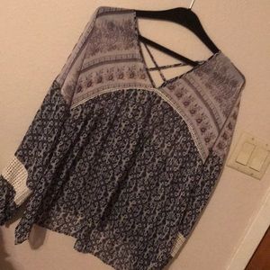 Maurice’s XL Navy and Beige Sheer Top
